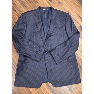 Samuelsohn Blazer 48L Italian Super 130s Wool Gable Blue Check Elevated